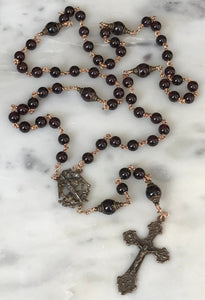 Saint Michael Rosary - Garnet and Bronze CeCeAgnes