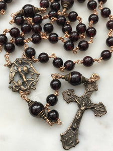 Saint Michael Rosary - Garnet and Bronze CeCeAgnes