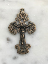 Load image into Gallery viewer, Celtic Crucifix -  Bronze - Antique French Reproduction 436 CeCeAgnes Rosary Parts
