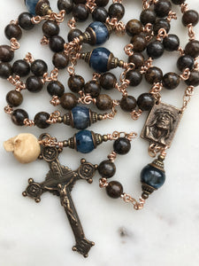 Bronze Rosary - Memento Mori - Bronzite and Kyanite CeCeAgnes