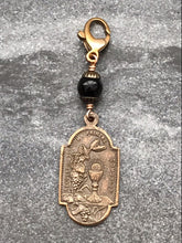 Load image into Gallery viewer, Bag Charm Catholic First Holy Communion Zipper Pull - Bronze and Citrine - Blessed Sacrament - Holy Eucharist
