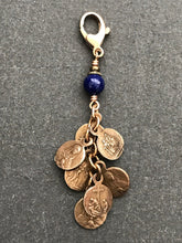 Load image into Gallery viewer, Seven Sorrows Bag Charm - Zipper Pull - Bronze and Aquamarine
