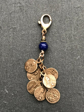 Load image into Gallery viewer, Seven Sorrows Bag Charm - Zipper Pull - Bronze and Aquamarine
