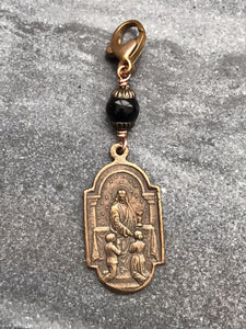 Bag Charm Catholic First Holy Communion Zipper Pull - Bronze and Citrine - Blessed Sacrament - Holy Eucharist