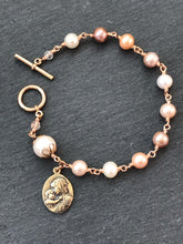 Load image into Gallery viewer, Pearl Bronze Rosary Bracelet - Madonna and Child
