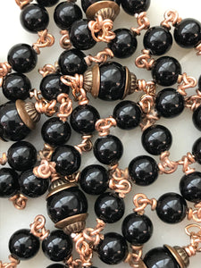 Black Onyx Rosary - Bronze - OL of Good Hope CeCeAgnes