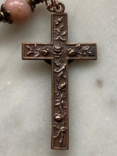 Load image into Gallery viewer, Saint Therese Chaplet - Pink Opal  - Roses Crucifix - Bronze CeCeAgnes
