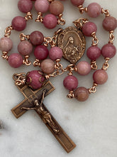 Load image into Gallery viewer, Saint Therese Chaplet - Rhodonite  - Roses Crucifix - Bronze CeCeAgnes
