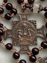 Load image into Gallery viewer, Sacred Heart Chaplet - Holy Face Chaplet - Blessed Sacrament Chaplet - Garnet and Moonstone Gemstones - Bronze CeCeAgnes
