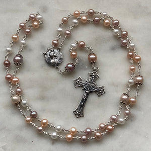 Petite Heirloom Rosary - Sterling Silver - Freshwater Pearl