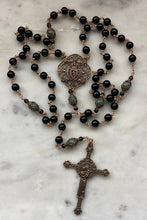 Load image into Gallery viewer, Large Black Onyx and Emerald Rosary - Bronze Medals CeCeAgnes
