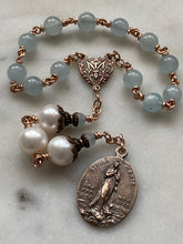 Load image into Gallery viewer, Stella Maris Chaplet - Bronze - Aquamarine and Freshwater Pearls CeCeAgnes
