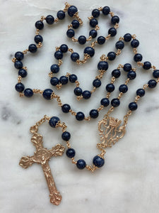 14K Gold Rosary - Sapphire - CeCeAgnes