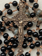 Load image into Gallery viewer, Large Black Onyx and Emerald Rosary - Bronze Medals CeCeAgnes
