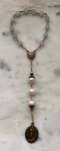 Load image into Gallery viewer, Stella Maris Chaplet - Bronze - Aquamarine and Freshwater Pearls CeCeAgnes
