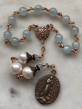 Load image into Gallery viewer, Stella Maris Chaplet - Bronze - Aquamarine and Freshwater Pearls CeCeAgnes
