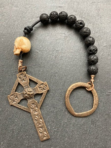 Memento Mori Celtic Tenner - Bronze and leather - Penal Pocket Rosary