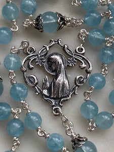 Aquamarine Rosary - Sterling Silver - CeCeAgnes