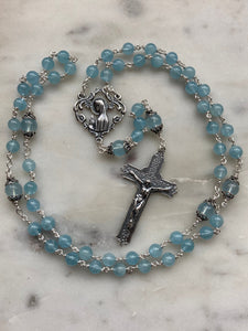 Aquamarine Rosary - Sterling Silver - CeCeAgnes