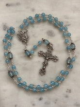 Load image into Gallery viewer, Aquamarine Rosary - Sterling Silver - Miraculous Medal Center - Budded Lilies Crucifix CeCeAgnes
