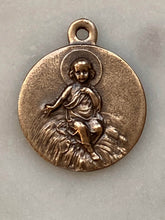 Load image into Gallery viewer, Medal - Infant Jesus - Christmas - Bronze or Sterling Silver - Antique Reproduction 447 CeCeAgnes Rosary Parts
