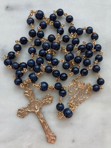 14K Gold Rosary - Sapphire - CeCeAgnes