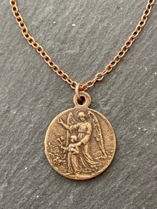 Guardian Angel Solid Bronze Necklace