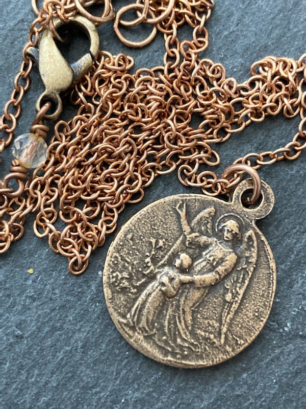 Guardian Angel Solid Bronze Necklace