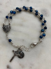 Load image into Gallery viewer, Sterling Silver Kyanite Rosary Bracelet: Wire-Wrapped Medals

