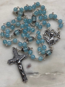 Aquamarine Rosary - Sterling Silver - CeCeAgnes