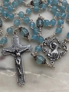 Aquamarine Rosary - Sterling Silver - CeCeAgnes