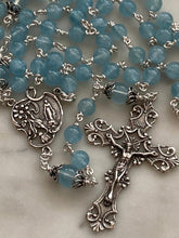 Load image into Gallery viewer, Aquamarine Rosary - Sterling Silver - Miraculous Medal Center - Budded Lilies Crucifix CeCeAgnes
