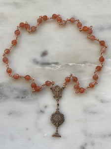 Blessed Sacrament Chaplet - Gold Sunstone and Bronze CeCeAgnes