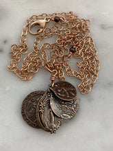 Load image into Gallery viewer, Catholic Protection Necklace - Solid Bronze - Saints Michael Benedict Christopher - Miraculous Medal - Scapular Medal
