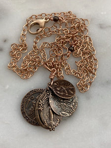 Catholic Protection Necklace - Solid Bronze - Saints Michael Benedict Christopher - Miraculous Medal - Scapular Medal