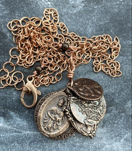 Load image into Gallery viewer, Catholic Protection Necklace - Solid Bronze - Saints Michael Benedict Christopher - Miraculous Medal - Scapular Medal
