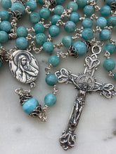 Load image into Gallery viewer, Beautiful Rosary - Sorrowful Mother - Larimar Gemstones - wire-wrapped - Sterling Silver
