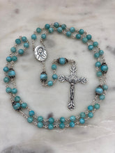 Load image into Gallery viewer, Beautiful Rosary - Sorrowful Mother - Larimar Gemstones - wire-wrapped - Sterling Silver
