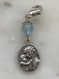 Madonna and Child Bag Charm - Zipper Pull - All Sterling Silver CeCeAgnes