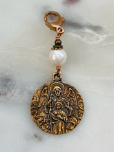 Load image into Gallery viewer, Bag Charm Guardian Angel Zipper Pull - Bronze and Freshwater Pearl
