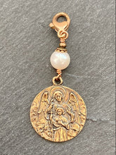 Load image into Gallery viewer, Bag Charm Guardian Angel Zipper Pull - Bronze and Freshwater Pearl
