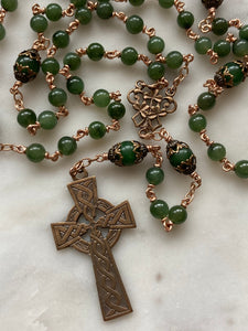 Celtic Jade Rosary - Bronze