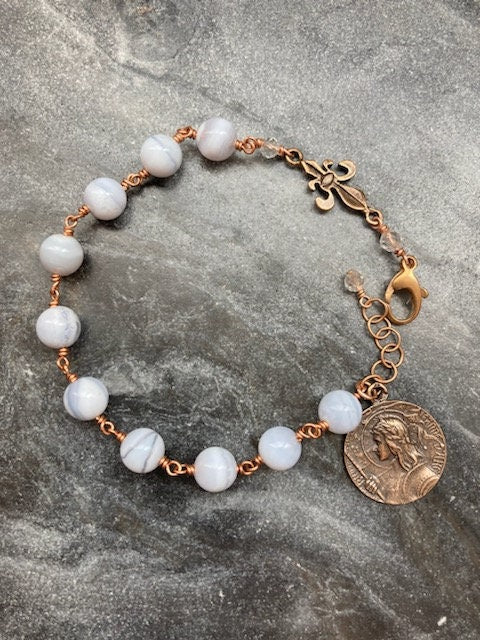 Saint Joan of Arc Bronze Rosary Bracelet