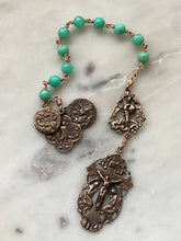 Load image into Gallery viewer, Angels Pocket Rosary - Chrysoprase and bronze - Archangels Rosary - Michael - Gabriel - Raphael CeCeAgnes
