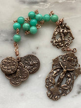 Load image into Gallery viewer, Angels Pocket Rosary - Chrysoprase and bronze - Archangels Rosary - Michael - Gabriel - Raphael CeCeAgnes
