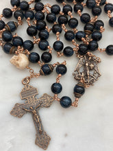 Load image into Gallery viewer, Large Bronze Rosary - Saint Michael - Blue Tiger Eye  CeCeAgnes
