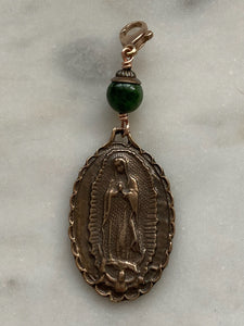 OL of Guadalupe Bag Charm - Zipper Pull - Bronze and Chrome Diopside