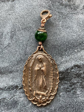 Load image into Gallery viewer, OL of Guadalupe Bag Charm - Zipper Pull - Bronze and Chrome Diopside
