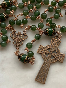 Celtic Jade Rosary - Bronze