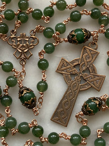 Celtic Jade Rosary - Bronze